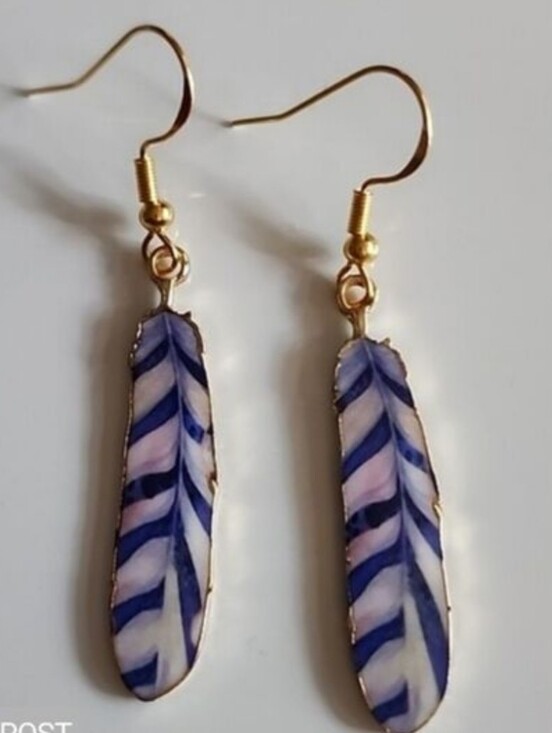 Boho Gypsy Sisters Jewelry - MULTICOLOR Striped  Fade Southwestern Boho Feather 925S HOOK Earrings